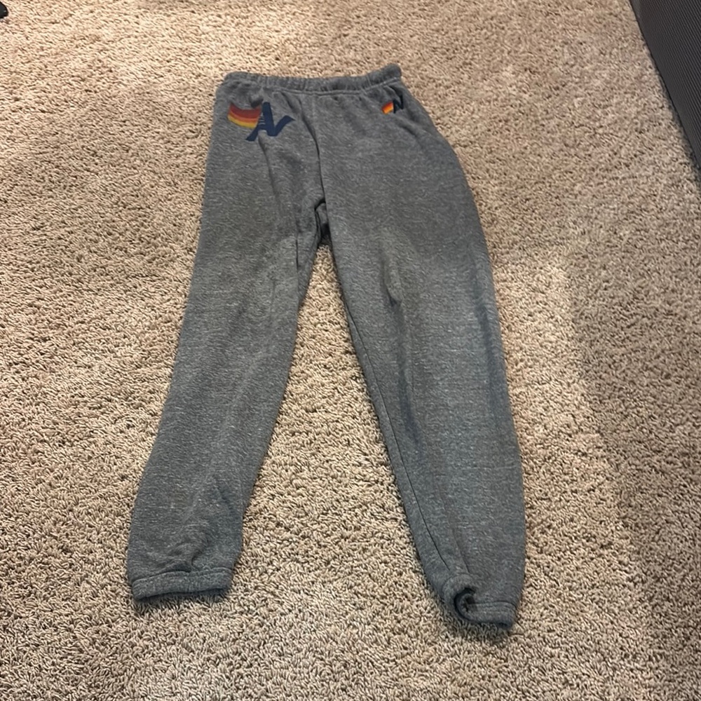 Aviator Nation Gray Sweatpants Relaxed Fit Elastic Waist